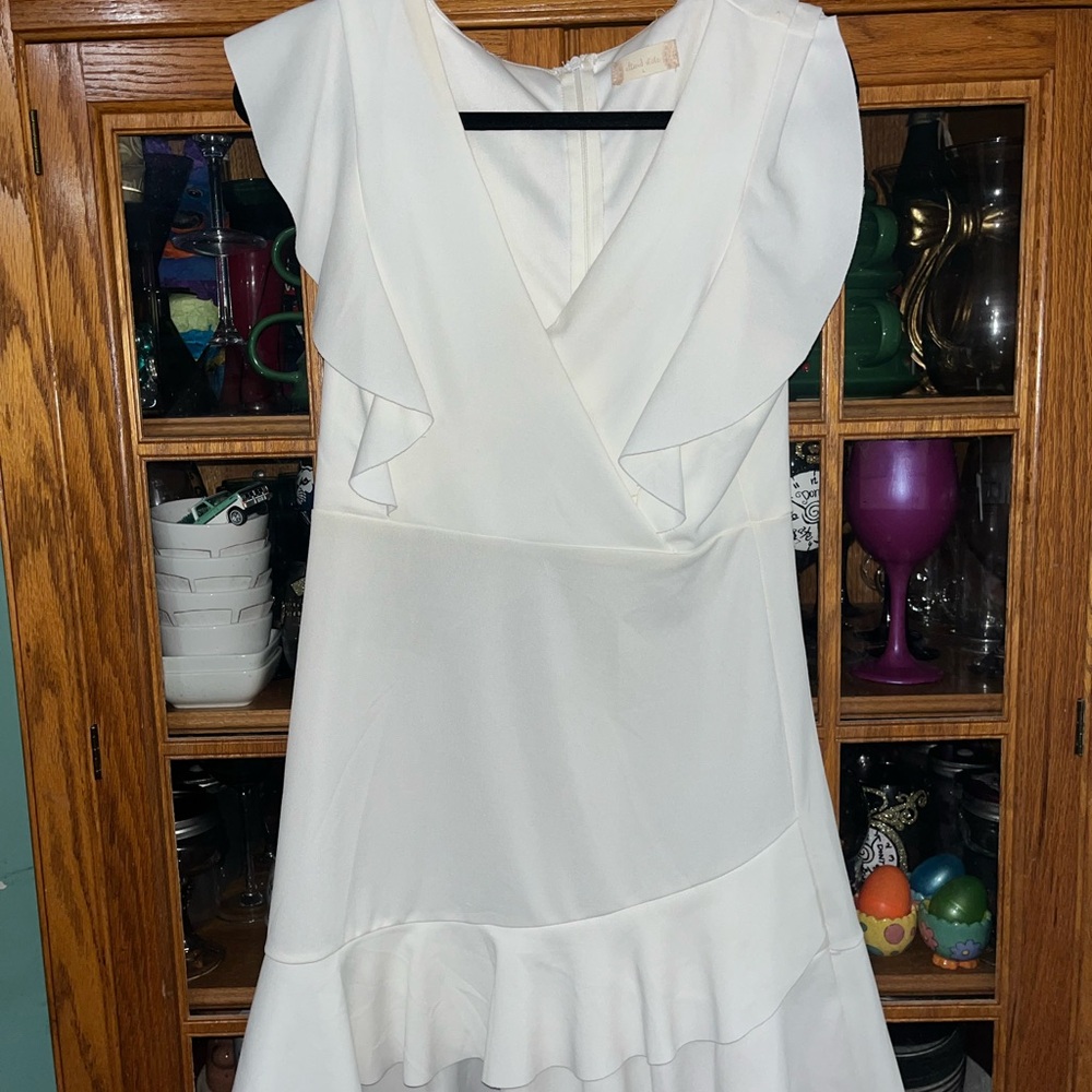 Altar'd State White Ruffle Wrap Mini Dress
